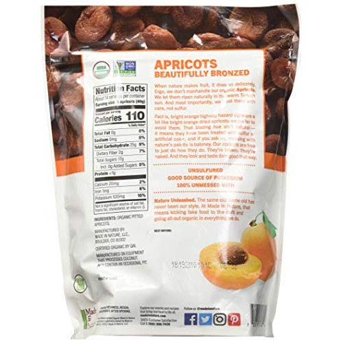 Made In Nature Organic Dried Apricots 16 Oz Pack of 1 - Non-GMO Vegan Dried Fruit Snack