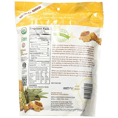 Made In Nature Organic Dried Pineapples, 7.5 Ounce Pack Of 1 -
