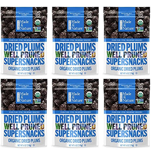 Made In Nature Organic Dried Plums, 6 Ounce Pack Of 6 - Non-Gm