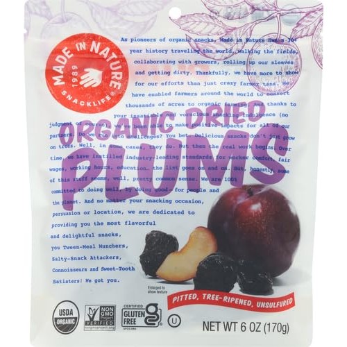 Made In Nature Organic Dried Plums, 6 Oz