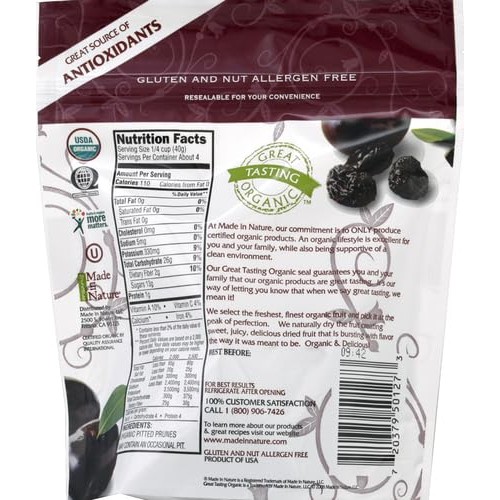 Made In Nature Organic Dried Plums, 6 Oz