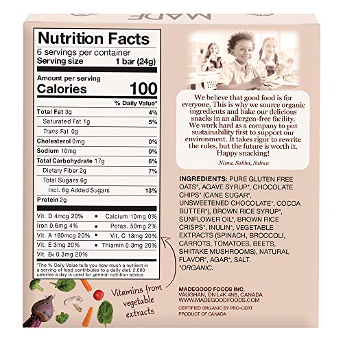 Madegood Chocolate Chip Granola Bars, 6 Pack 36 Bars; Gluten F