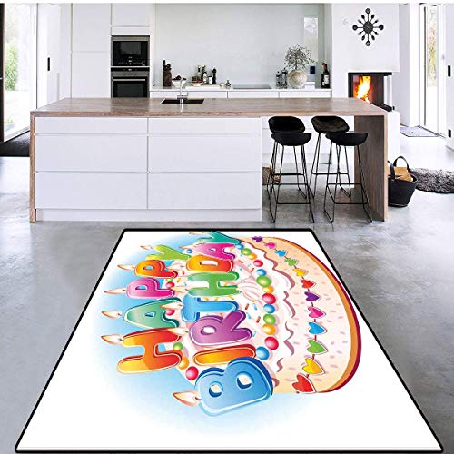Birthday Decorations For Kids,Decorative Floor Mat,Cartoon Happy