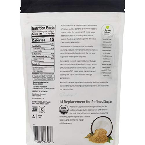 Madhava Organic Coconut Sugar 16 Oz. Bag Pack Of 3 | Natural S