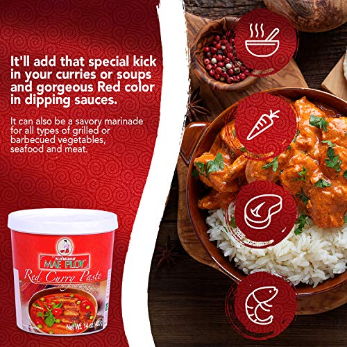 Mae Ploy Red Curry Paste, Authentic Thai Red Curry Paste For Tha
