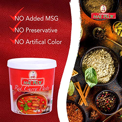 Mae Ploy Red Curry Paste, Authentic Thai Red Curry Paste For Tha