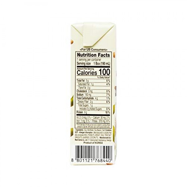 Maeil Soy Milk 99.89%, 6.4Fl Oz190Ml 24 Packs | Clean Label |
