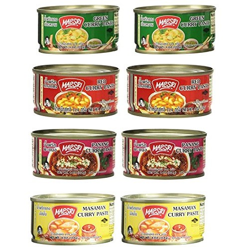 Maesri Variety Curry Paste 8Pk 2 Green, 2 Red, 2 Masaman,
