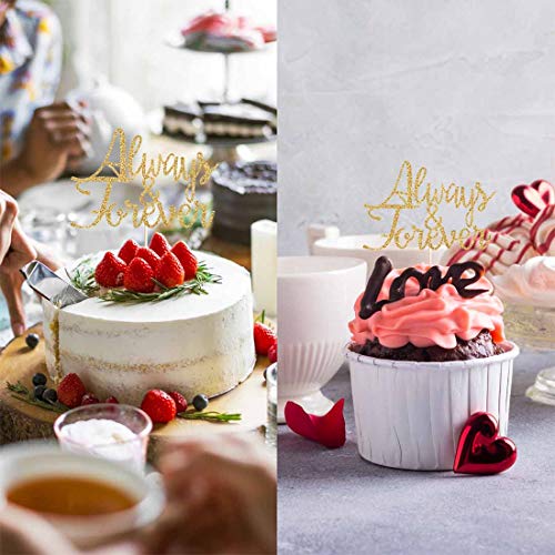 Gold Glitter Always &Amp; Forever Cake Topper, Gold Wedding, Bridal