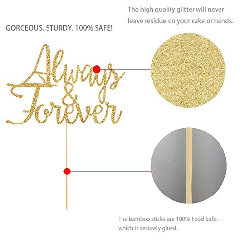 Gold Glitter Always &Amp; Forever Cake Topper, Gold Wedding, Bridal