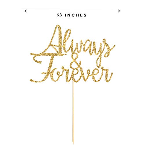 Gold Glitter Always &Amp; Forever Cake Topper, Gold Wedding, Bridal