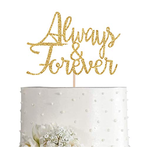 Gold Glitter Always &Amp; Forever Cake Topper, Gold Wedding, Bridal