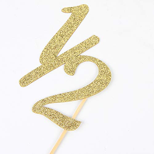 Gold Glitter Half Year Old Cake Topper - Half Year Cake Topper -