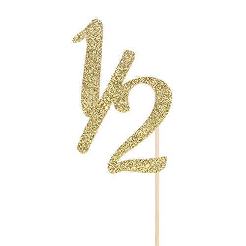 Gold Glitter Half Year Old Cake Topper - Half Year Cake Topper -