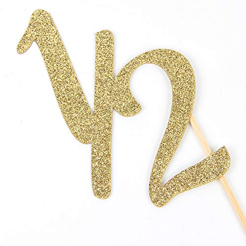 Gold Glitter Half Year Old Cake Topper - Half Year Cake Topper -