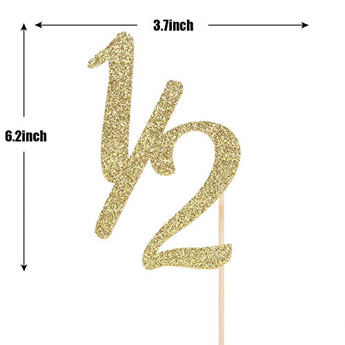 Gold Glitter Half Year Old Cake Topper - Half Year Cake Topper -