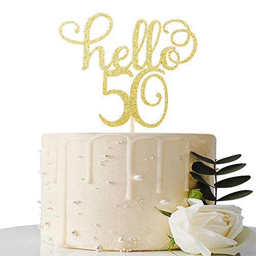 Hello 50 Cake Topper- 50Th Birthday/Wedding Anniversary Party Si