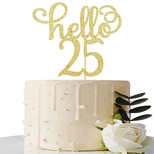 Hello 25 Cake Topper- 25Th Birthday/Wedding Anniversary Party Si