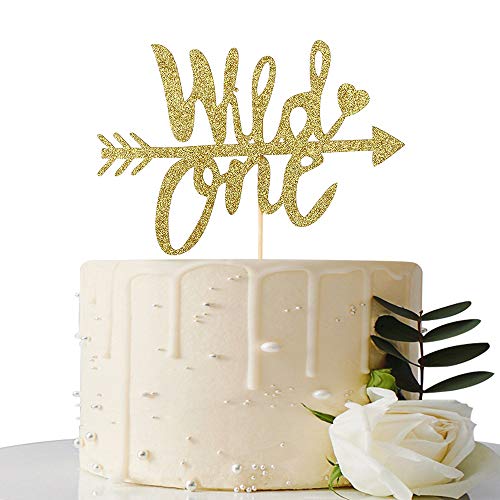 Glod Glitter Wild One Cake Topper For Baby First Birthday Cake D