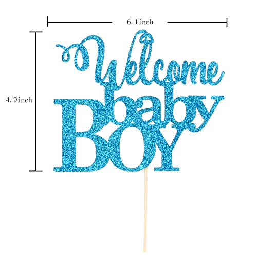 Maicaiffe Blue Welcome Baby Boy Cake Topper - Baby Shower Party