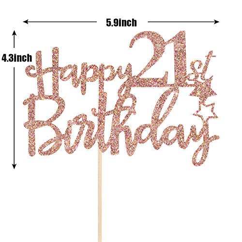 Rose Gold Glitter Happy 21St Birthday Cake Topper - 21 Cake Topp