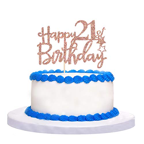 Rose Gold Glitter Happy 21St Birthday Cake Topper - 21 Cake Topp