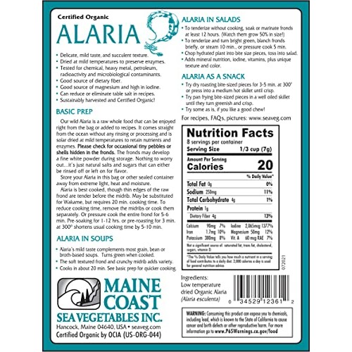 Alaria Atlantic Wakame Whole Leaf | 2 Oz Bag | Organic Seaweed