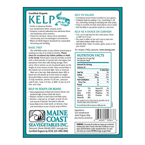 Kelp Sugar Whole Leaf 2 Oz Bag - Wild Atlantic Kombu - Organic