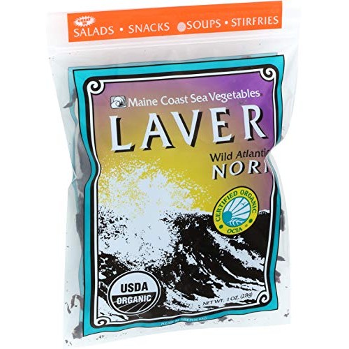 Laver Whole Leaf | 1 Oz Bag | Organic Seaweed | Maine Coast Sea