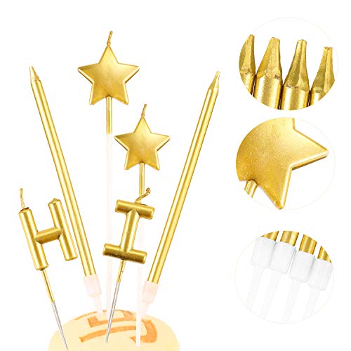 Maitys 41 Pieces Gold Candles Set Happy Birthday Letters Candles
