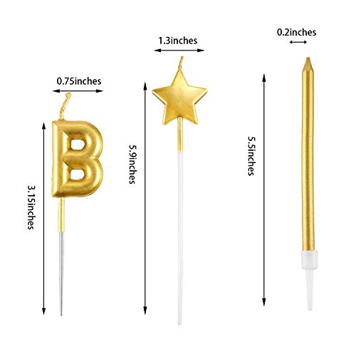 Maitys 41 Pieces Gold Candles Set Happy Birthday Letters Candles