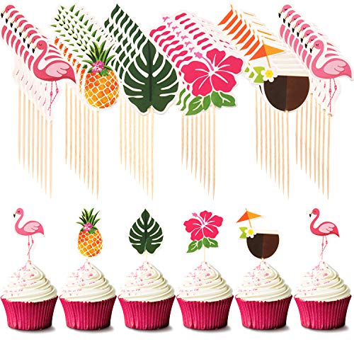 72 Pieces Hawaiian Luau Cupcake Toppers Cake Picks Toothpicks De