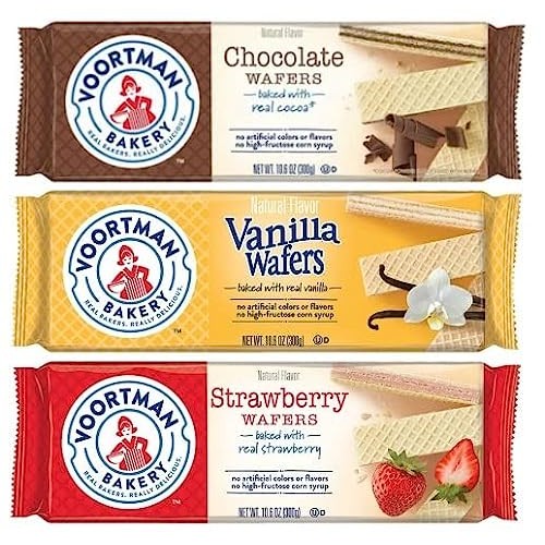 Voortman Bakery Wafers, Chocolate, Vanilla, and Strawberry, 10 O...