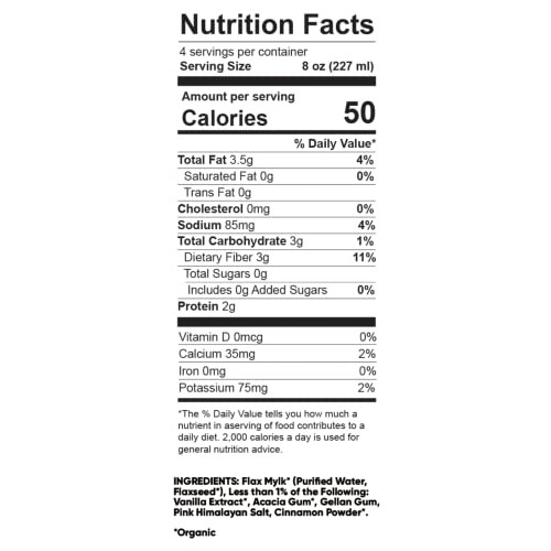 Malibu Mylk Unsweetened Vanilla Organic Flax Milk | Dairy-Free,