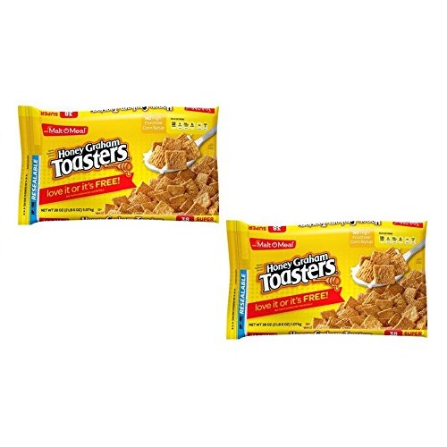 Malt-O-Meal Breakfast Cereal, Honey Graham Toasters, 38 Oz, Zip