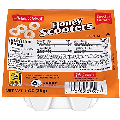 Malt O Meal Honey Scooters Cereal, 1 Ounce -- 96 Per Case.
