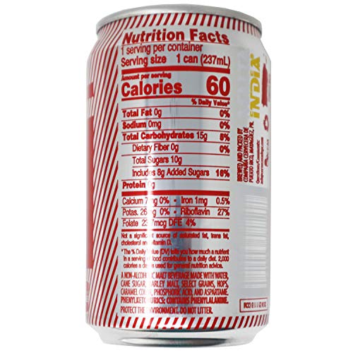 Malta India Light - Puerto Ricos Famous Malt Beverage - 8 Oz Ca