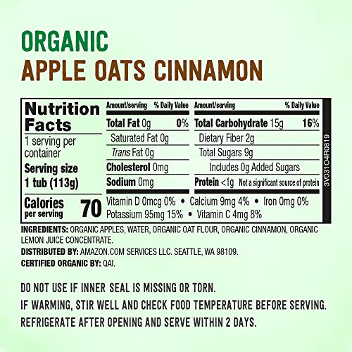 Amazon Brand - Mama Bear Organic Baby Food, Apple Oats Cinnamon,