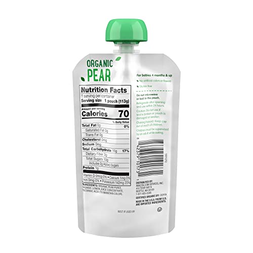 Amazon Brand - Mama Bear Organic Baby Food, Stage 1, Pear, 4 Oun