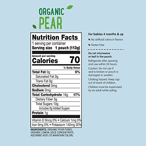 Amazon Brand - Mama Bear Organic Baby Food, Stage 1, Pear, 4 Oun