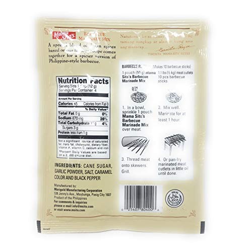 Mama Sitas Barbecue Marinade Mix, Six6 Pack, 1.76 Oz50G