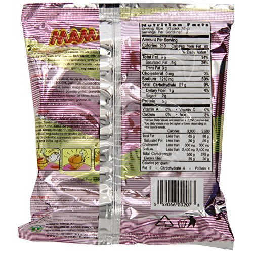 Mama Instant Noodle, Tom Yum Shrimp Spicy Flavor, 3.17 Ounce Pa