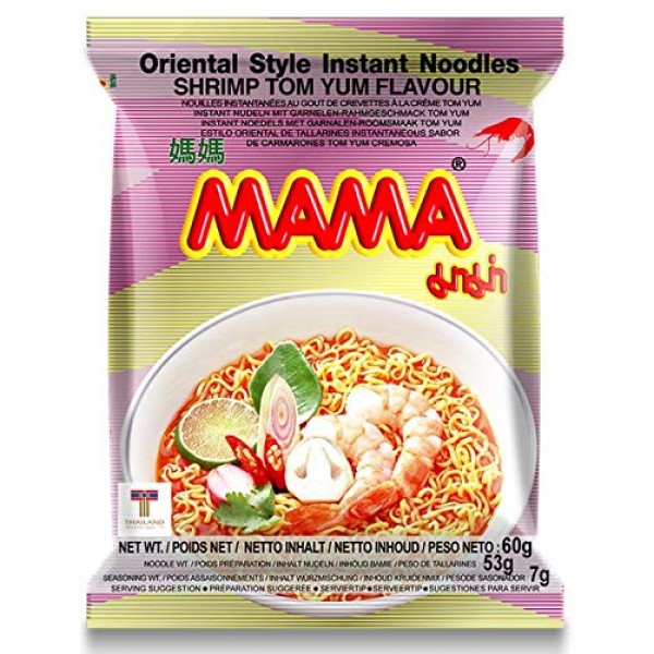 Mama Instant Ramen Noodle, Tom Yum Shrimp Flavour Pack Of 30