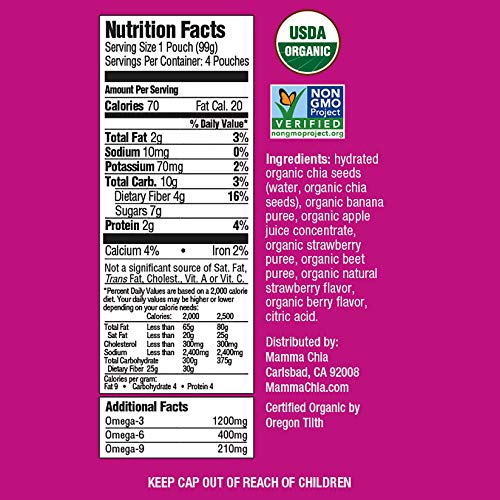 Mamma Chia Chia Squeeze Organic Vitality Snack, Strawberry Banan