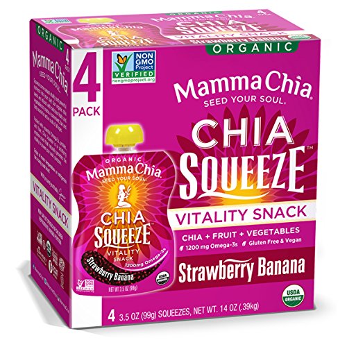 Mamma Chia Chia Squeeze Organic Vitality Snack, Strawberry Banan