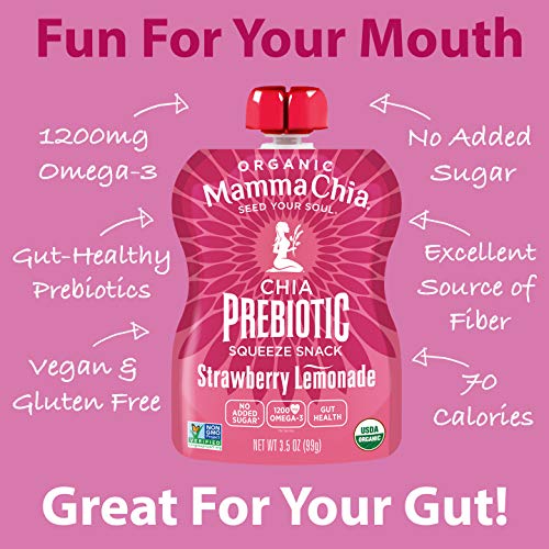 Mamma Chia Organic Prebiotic Squeeze Snack, Strawberry Lemonade,