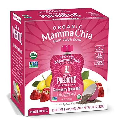 Mamma Chia Organic Prebiotic Squeeze Snack, Strawberry Lemonade,