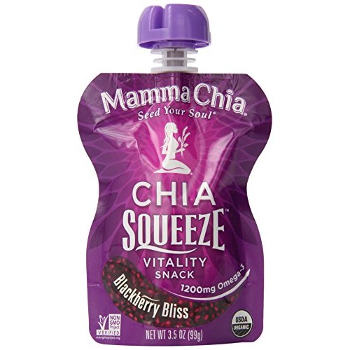 Mamma Chia Organic Squeeze Vitality Snack, Blackberry Bliss, 4 Ct