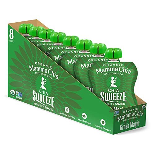 Mamma Chia Organic Vitality Squeeze Snack, Green Magic, 8 Count
