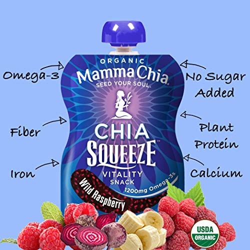 Mamma Chia Organic Vitality Squeeze Snack, Wild Raspberry, 4 Cou